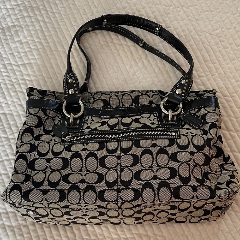 Coach Black and Gray Signature Jacquard Tote